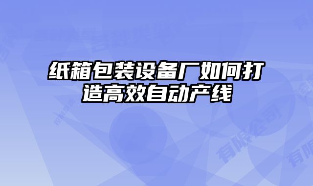紙箱包裝設備廠如何打造高效自動產線